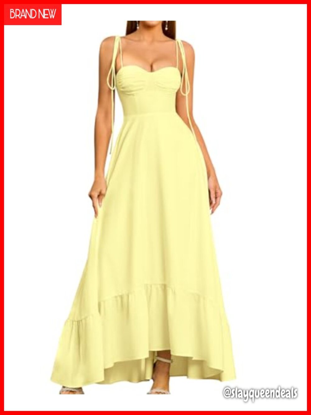 Women A-Line Maxi Dress Sweetheart Tie Strap Wedding Guest